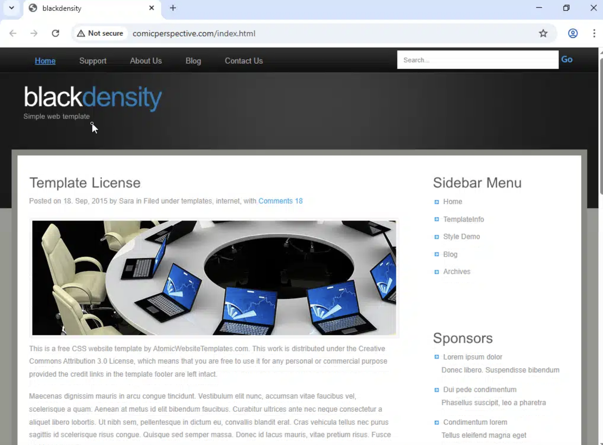 comicperspective.com template screenshot