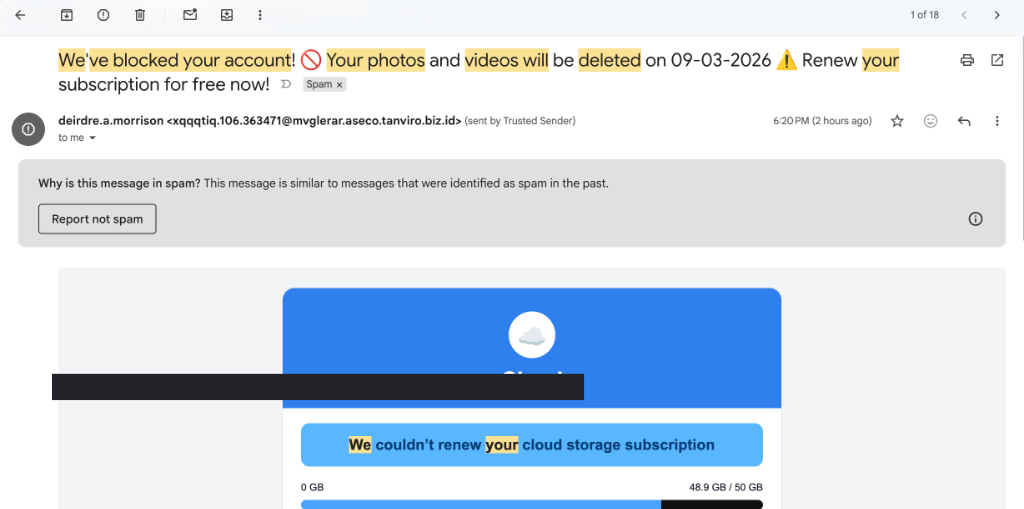 Cloud Storage Extortion Lure