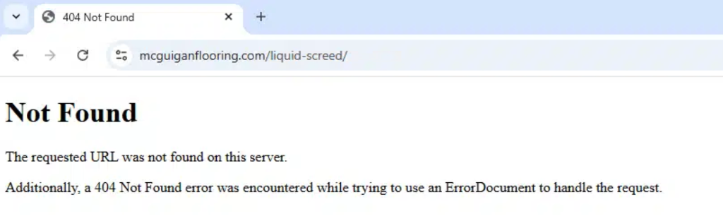 Apache 404 error page on mcguiganflooring.com