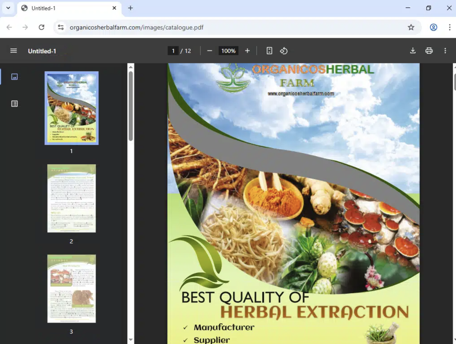 Organicos Herbal Farm catalogue PDF cover