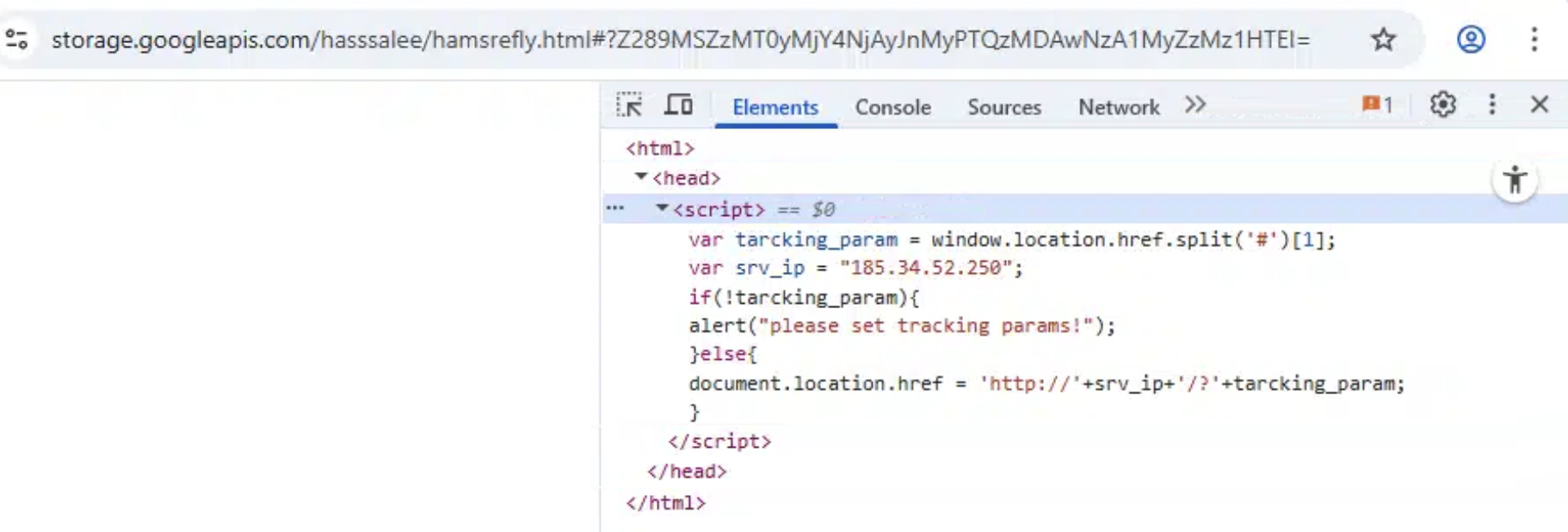 Click landing page with redirect information