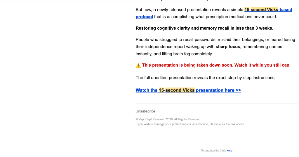 Vicks Memory Restoration Lure - Body &amp; Presentation CTA